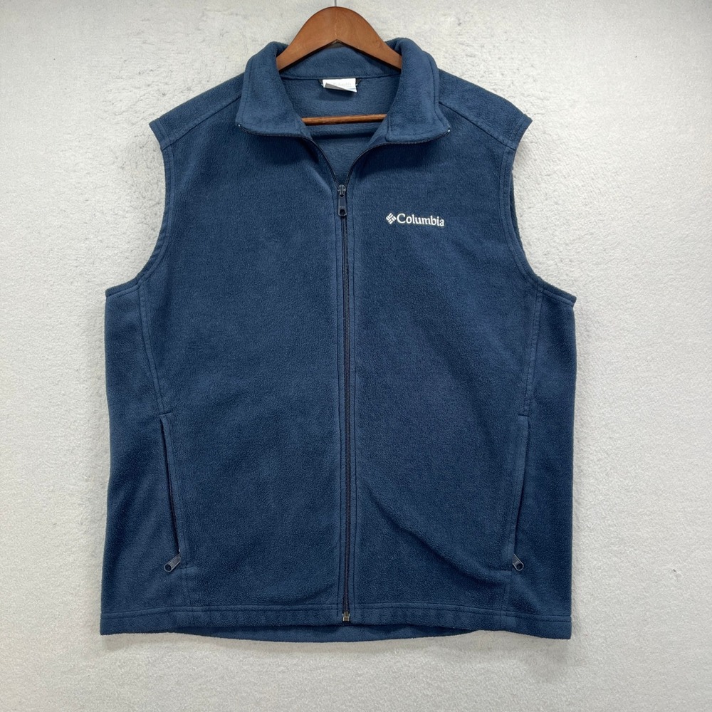 Columbia Fleece Vest Men L Blue Steens Mountain Full Zip Active Outdoor Gorpcore